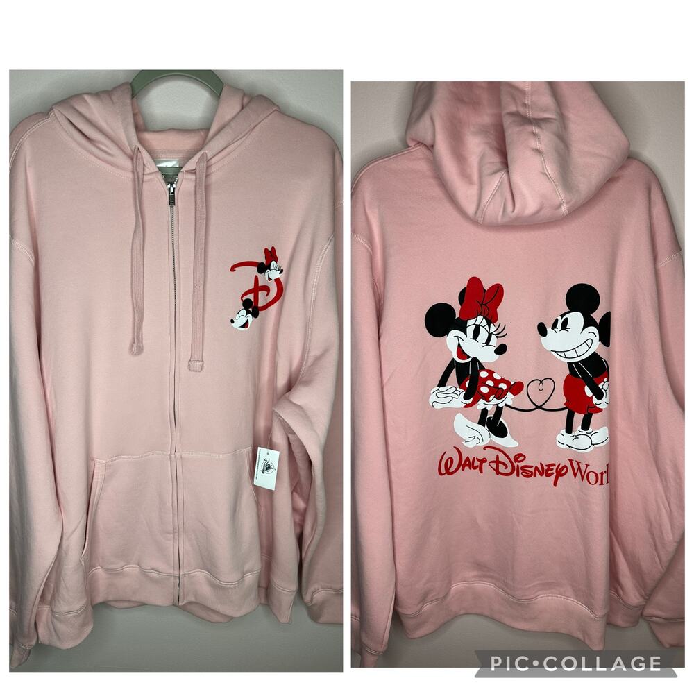 Disney Parks Pink Minnie and Mickey Mouse Zip up Hoodie